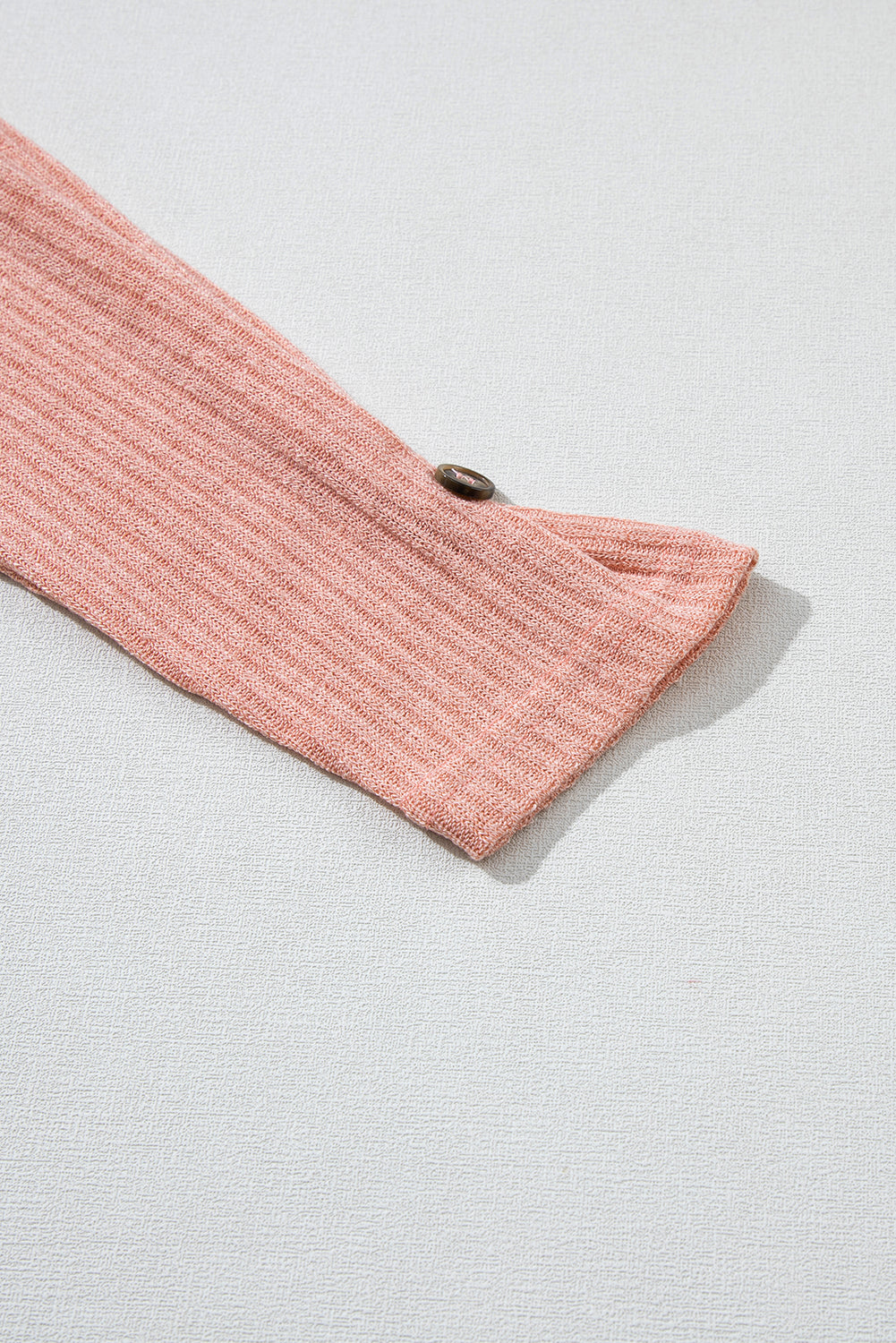 Rib Textured Henley Knit Top | Rose Tan