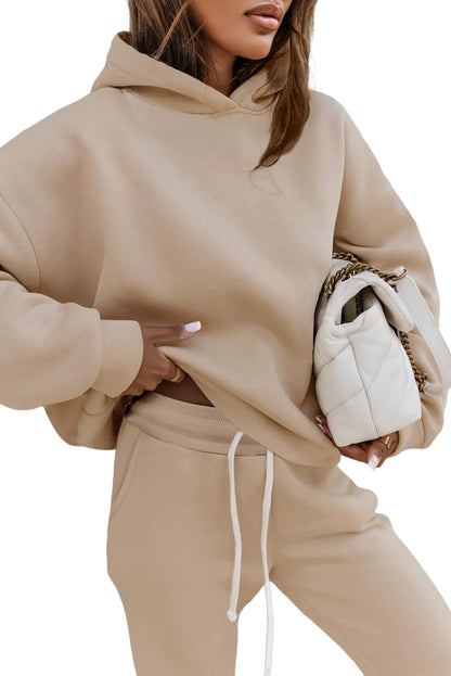 Chunky Two-Piece Hooded Sweatsuit | Pale Khaki