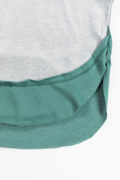 Exposed Seam Contrast Edge Notched Neck Sweatshirt | Laurel Green