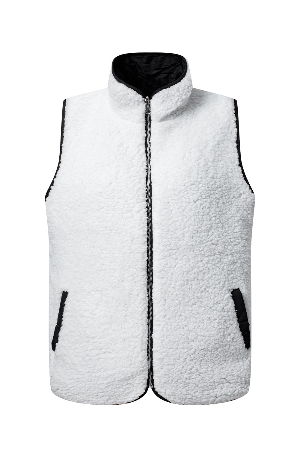 Fleece Lined Quilted Zip Up Vest Coat | Black