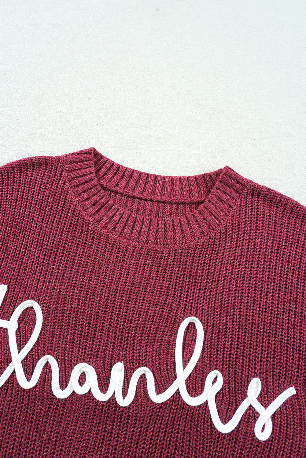 Thanks Giving Letter Graphic Crew Neck Sweater | Red Sandalwood