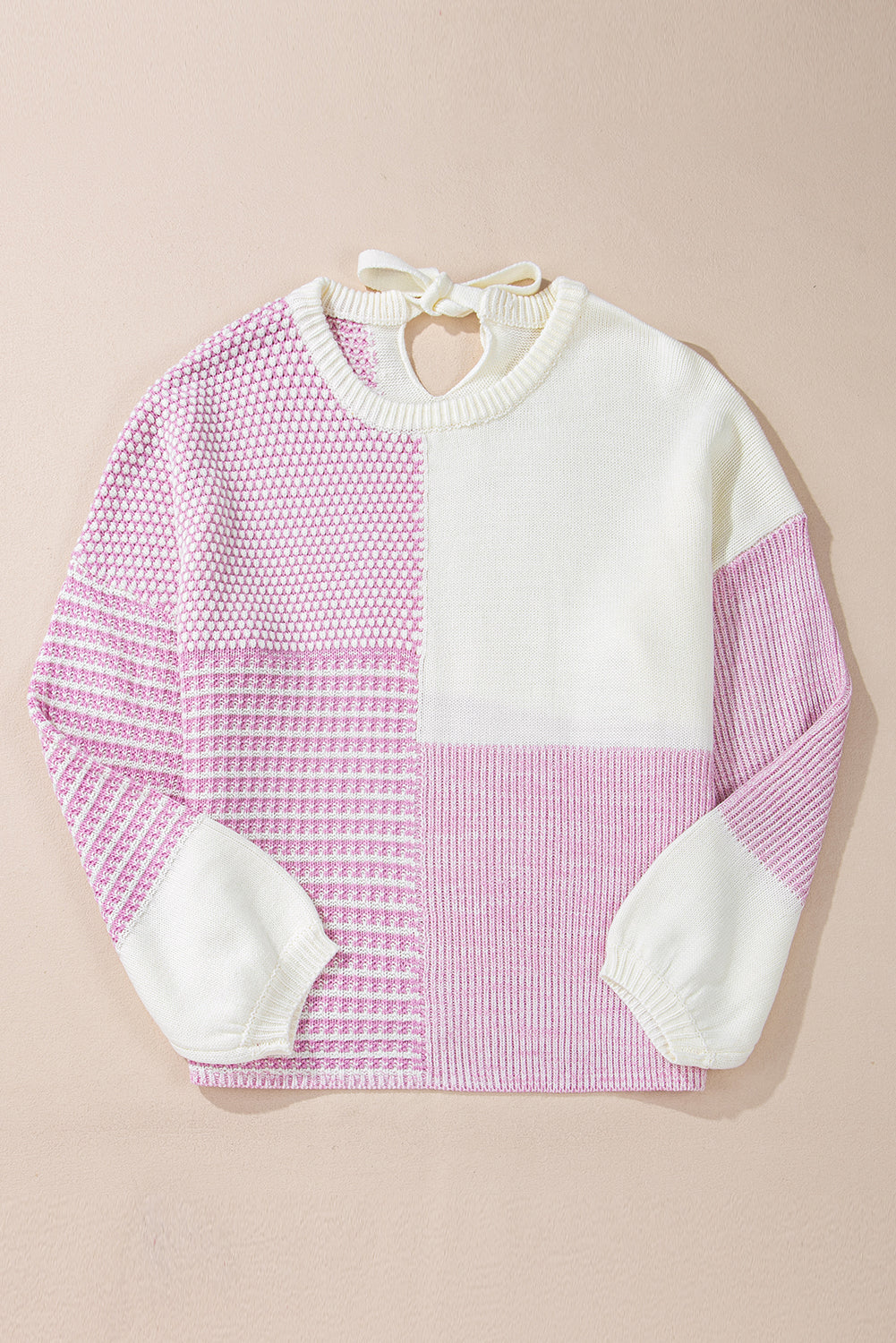 Neutral Colourblock Tie Back Sweater | Bonbon