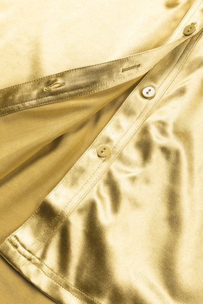 Metallic Luster Chest Pocket Shirt | Gold