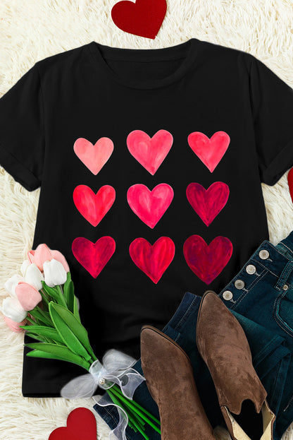 Valentine'S Day Heart Graphic Tee | Black