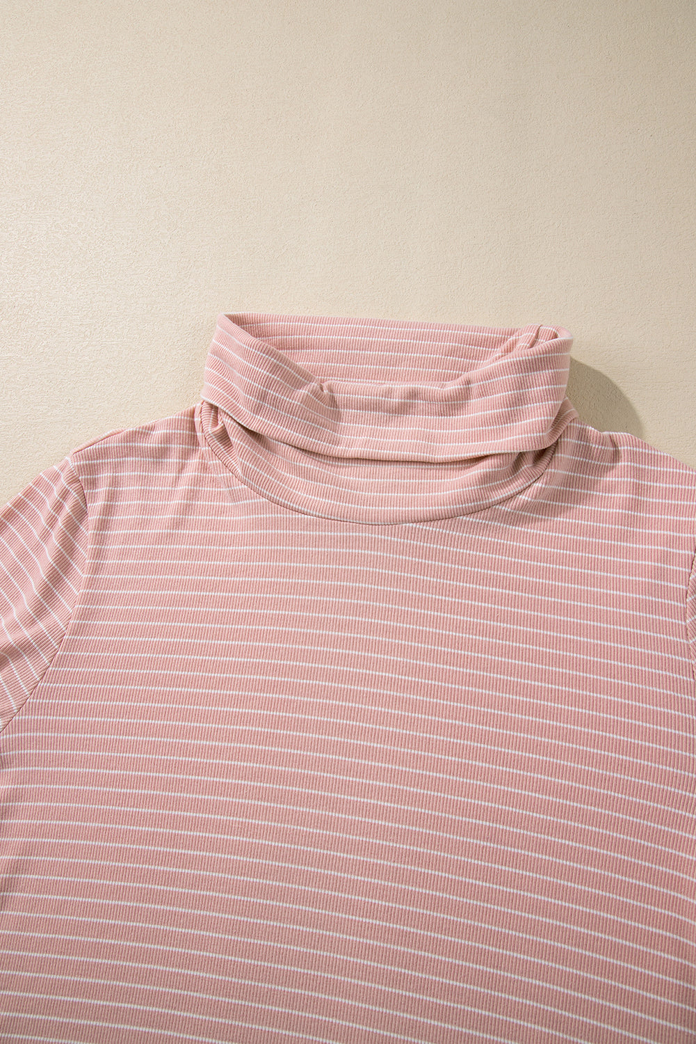 Cowl Neck Side Slits Loose Fit Long Sleeve Top | Pink Stripe