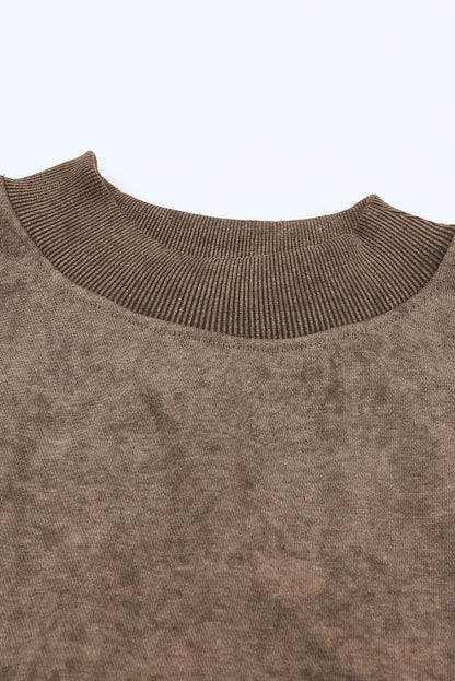 Drop Shoulder Crew Neck Pullover Sweatshirt | Brown