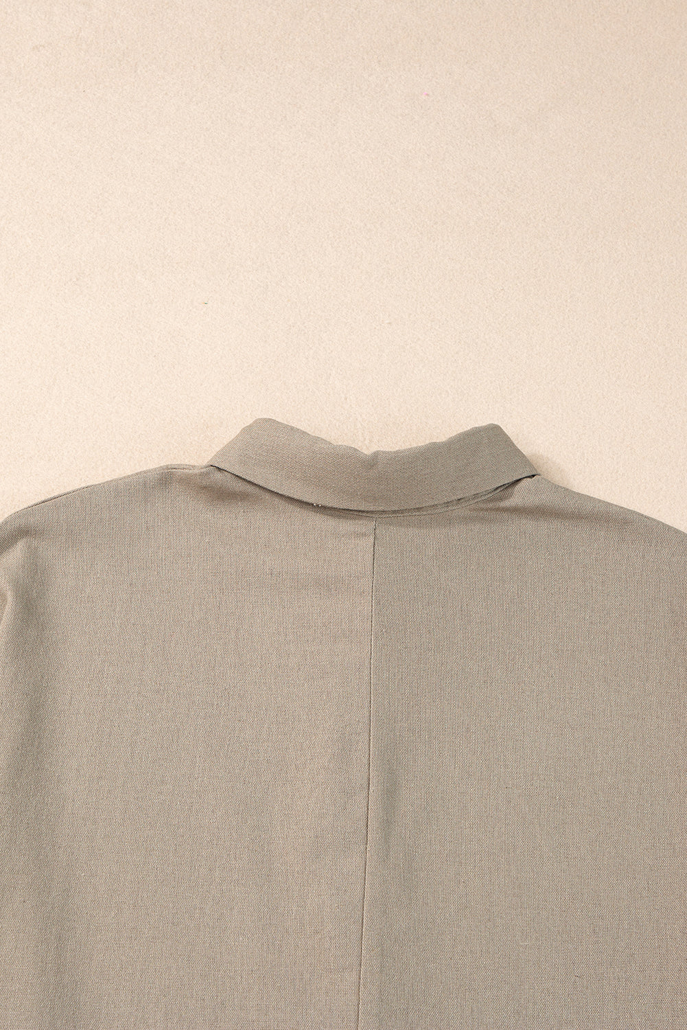 Collared Half Buttons Folded Short Sleeve Oversize Top | Simply Taupe