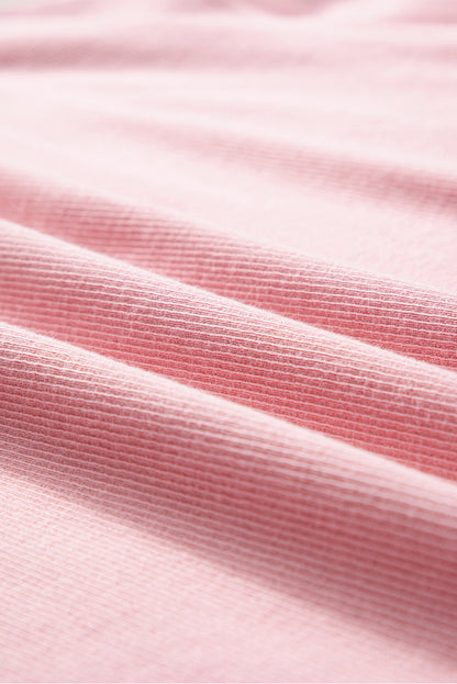 Loose Drop Shoulder Ribbed Sweatshirt | Pink