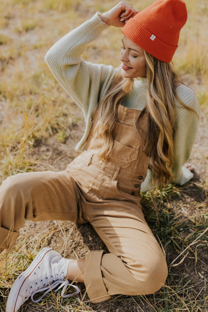 Vintage Multi Pockets Buckle Strap Cargo Denim Overalls | Khaki