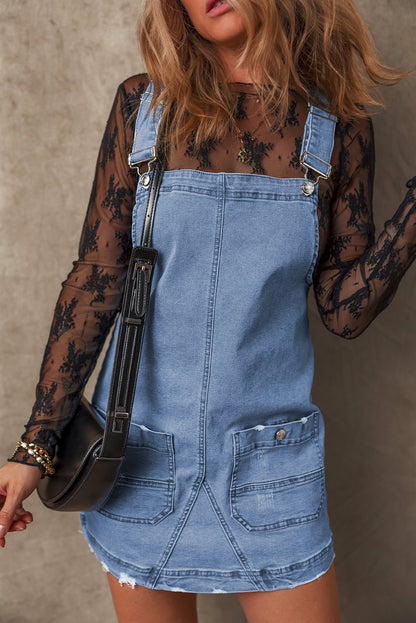 Pocketed Adjustable Straps Denim Overall Dress | Dusk Blue