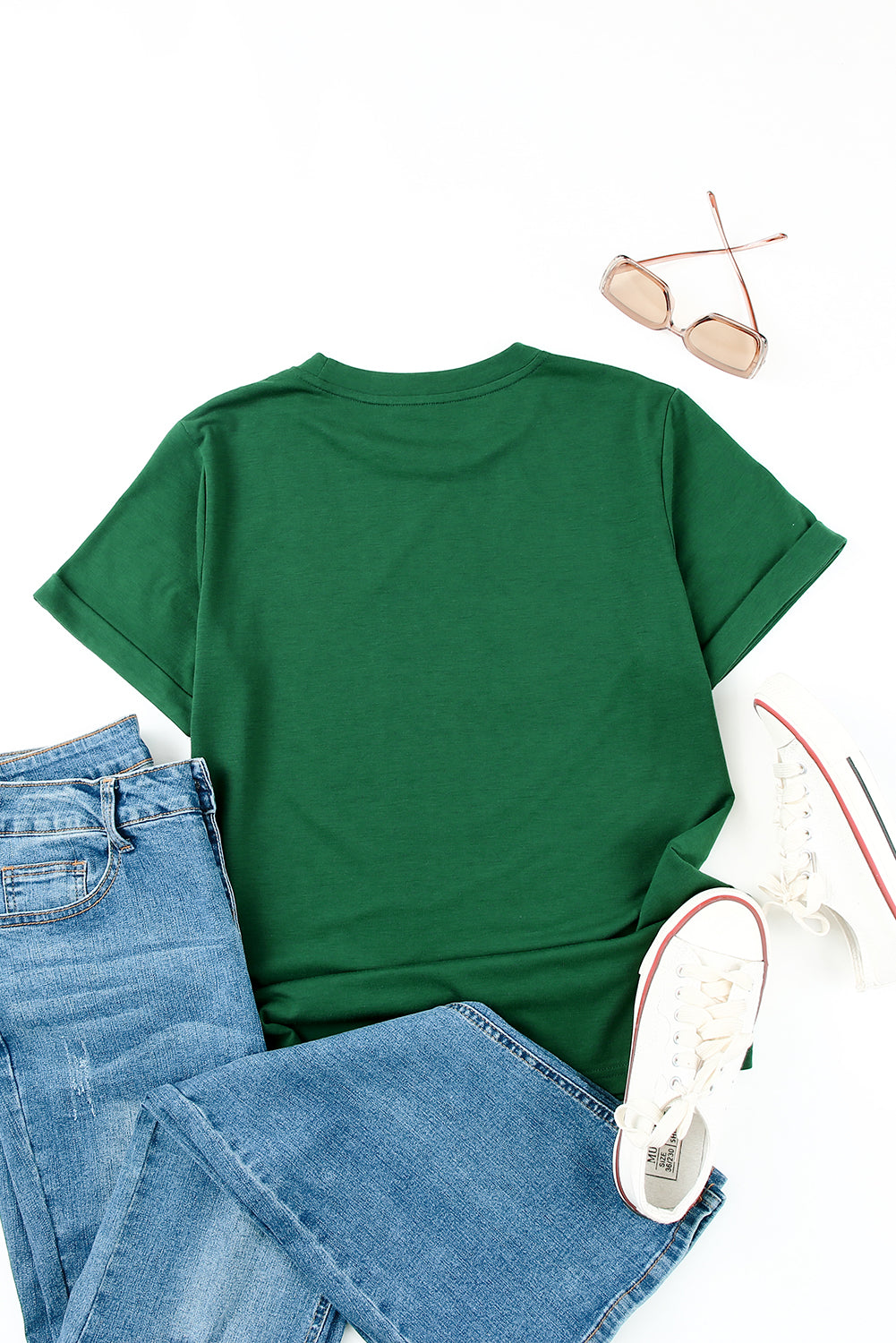 Solid Colour Crew Neck Tee | Green