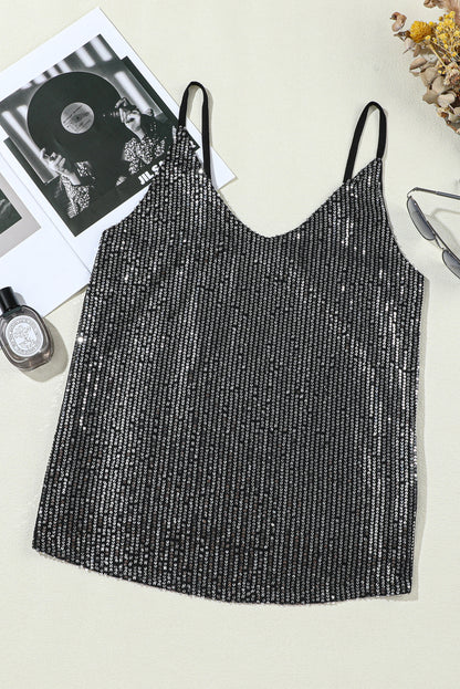 Sequin Tank Top | Gray