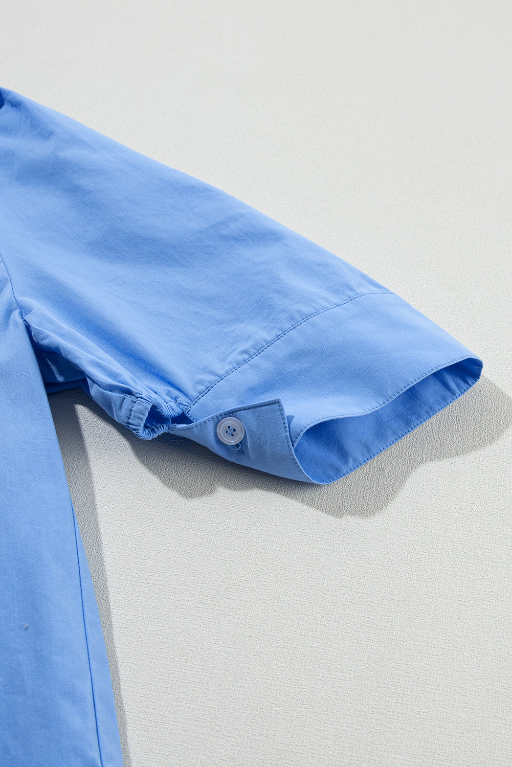 Solid 3/4 Sleeve Buttoned Stand Neck Shirt | Sky Blue