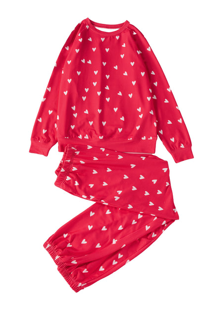 Valentines Heart Print Pants Set | Fiery Red