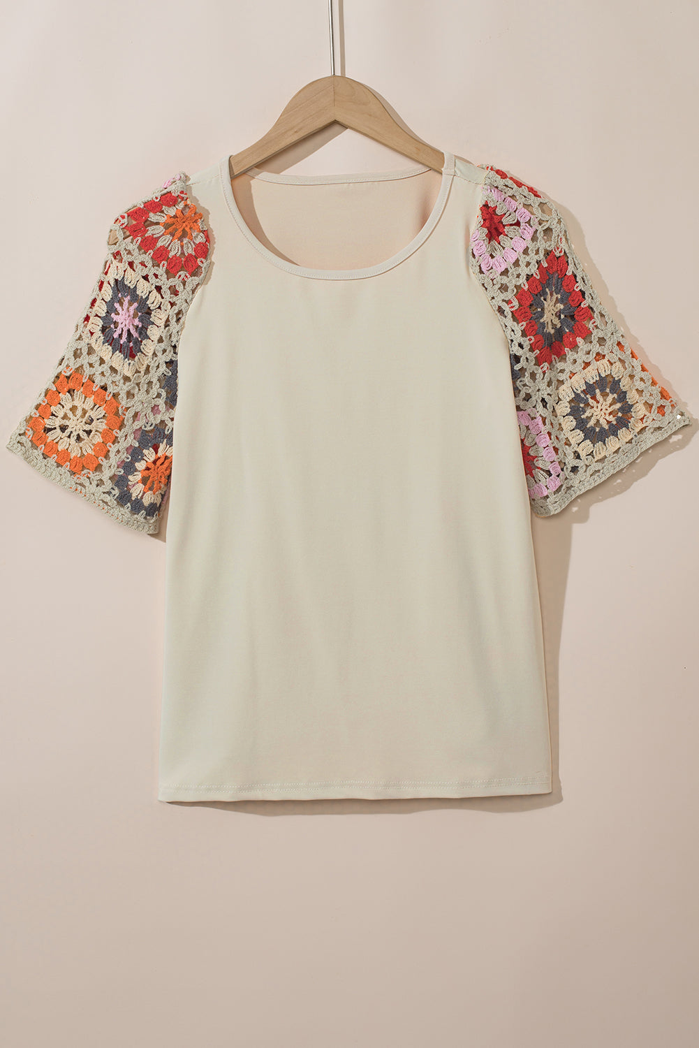 Floral Crochet Short Sleeve Top | Parchment