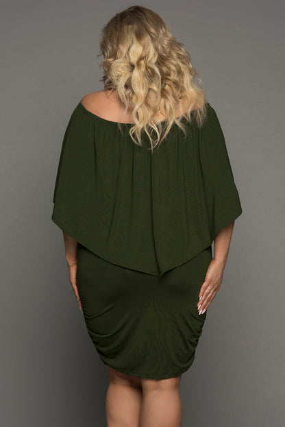 Plus Size Dressing Layered Army  Mini Poncho Dress | Green