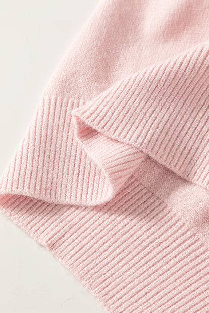 Chenille Daisy Stitching Crew Neck Sweater | Pink