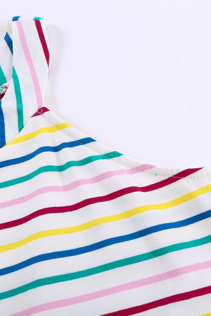 Colourful Striped Halter Tank Top | White