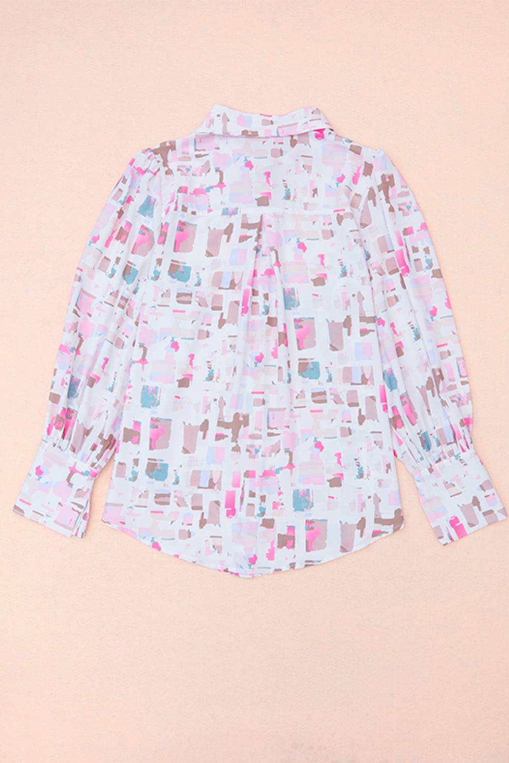 Abstract Print Lantern Sleeve Casual Shirt | Multicolour