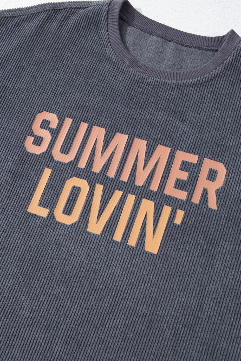 Summer Lovin Graphic Textured Pullover Sweatshirt | Gray