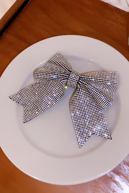 Rhinestone Large Bow Knot Hair Clip | Silvery