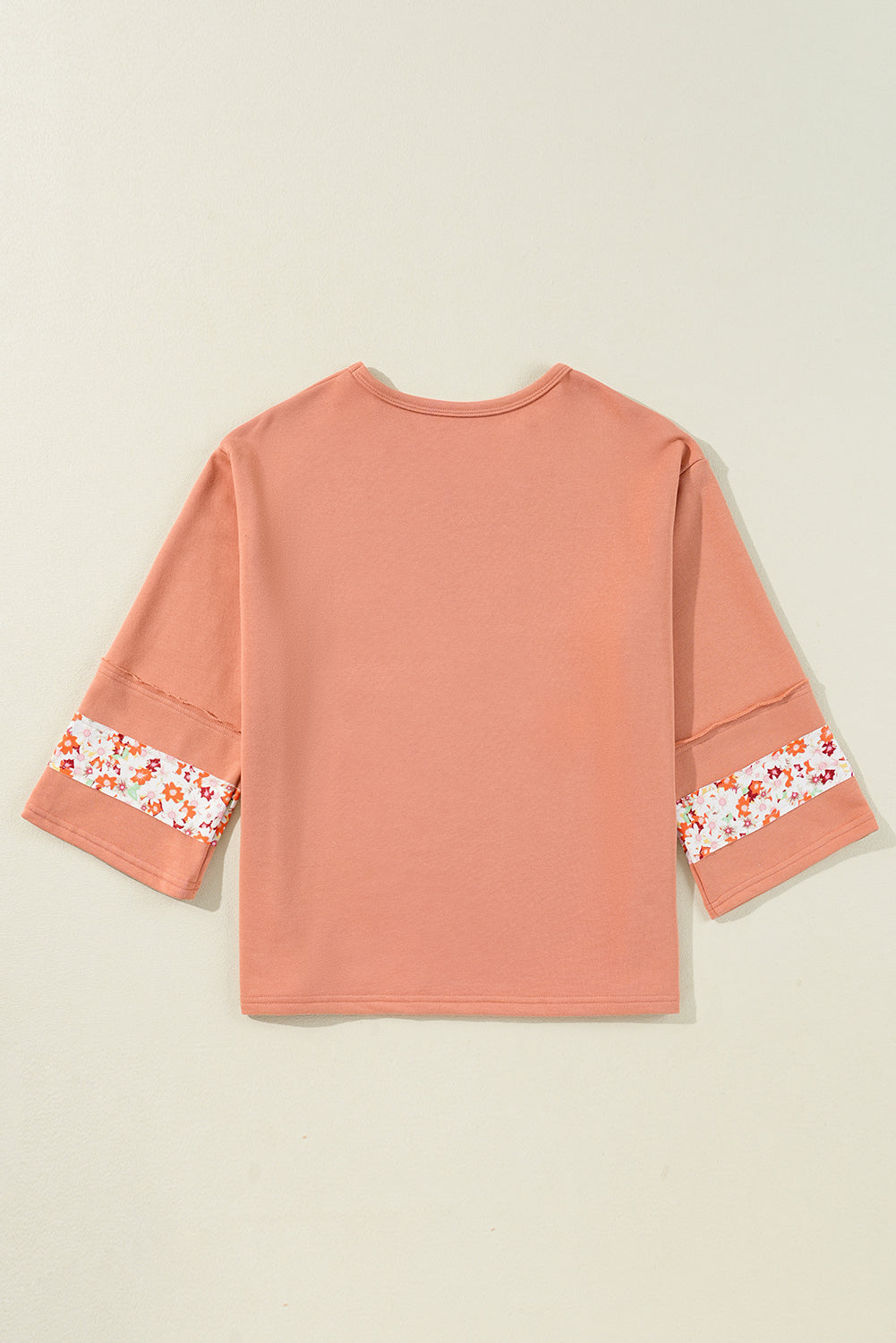 Flower Patch Graphic Exposed Seam Wide Sleeve Top | Grapefruit Orange