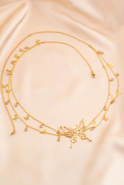 Butterfly Decor Tassel Plate Alloy Layered Waist Chain | Gold