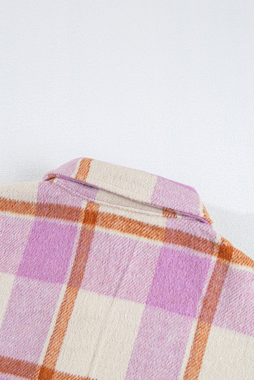 Corduroy Pockets Brushed Checkered Shacket | Purple