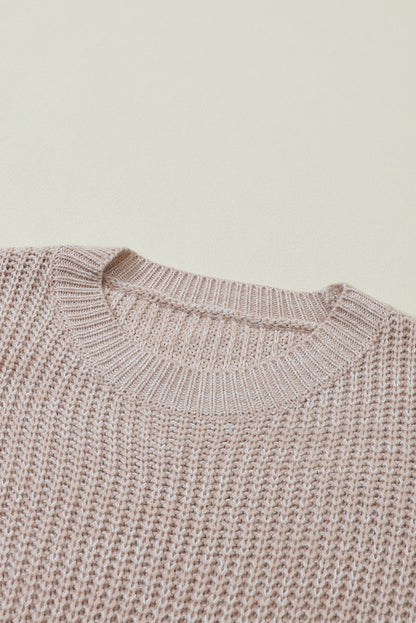 Cable Knit Sleeve Drop Shoulder Sweater | Parchment