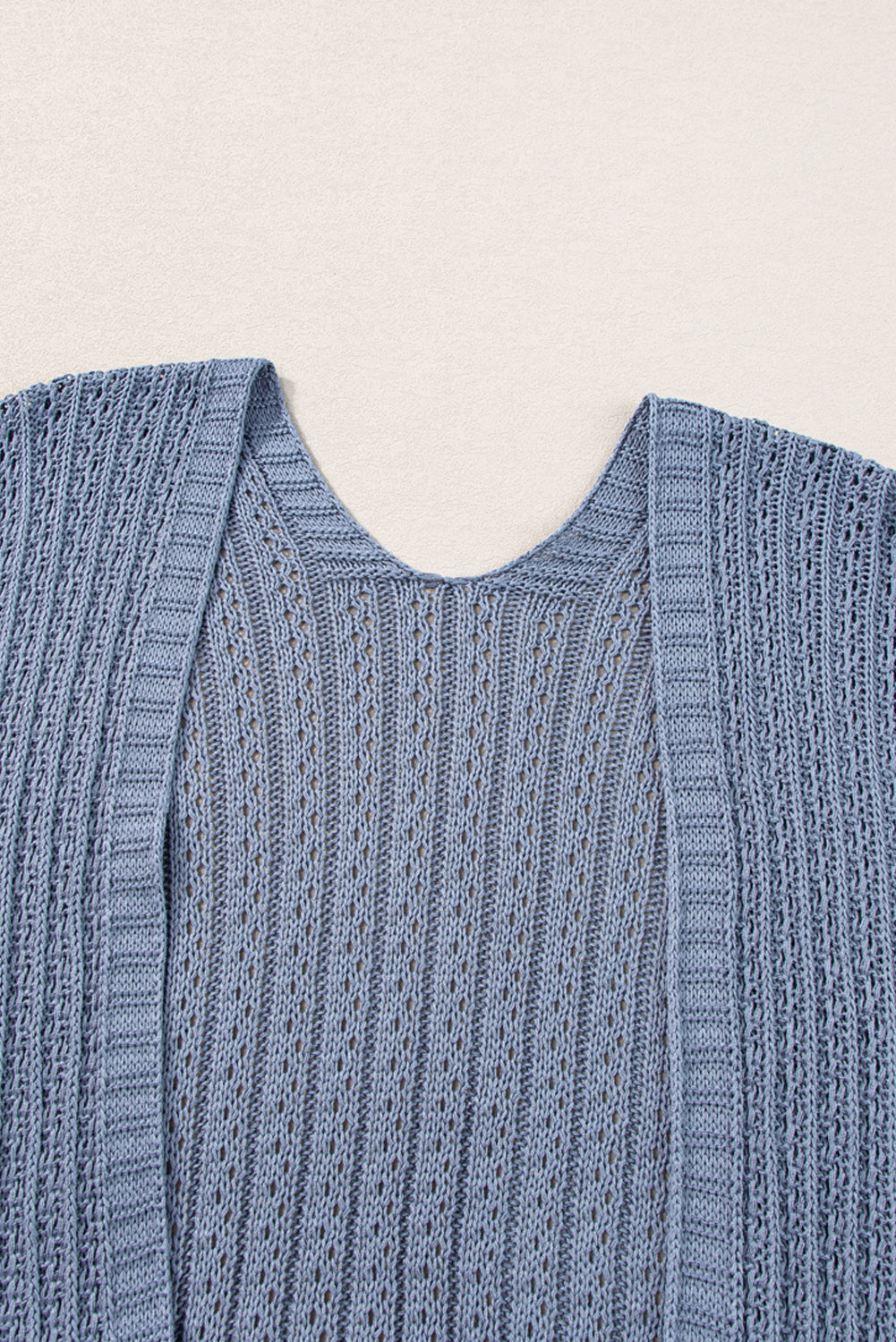 Hollow-Out Bracelet Sleeve Knit Cardigan | Sky Blue