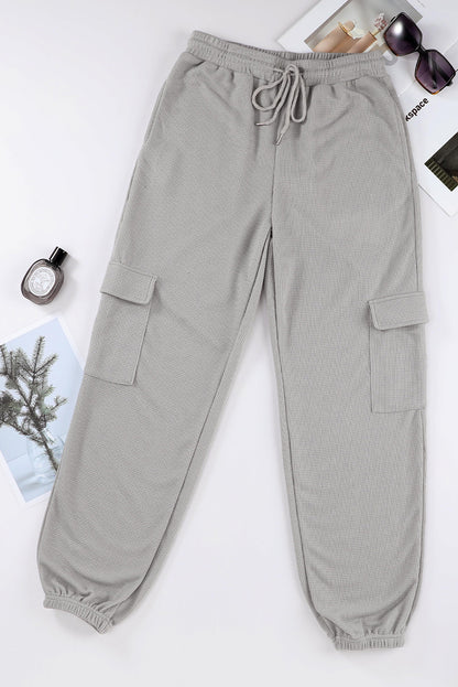 Waffle Texture Cargo Pocket Jogger Pants | Gray