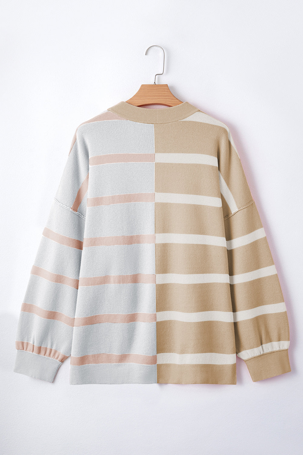 Colourblock Oversized Sweater | Khaki Stripe