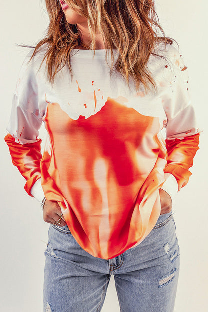 Tie-Dye Print Oversized Sweatshirt | Orange