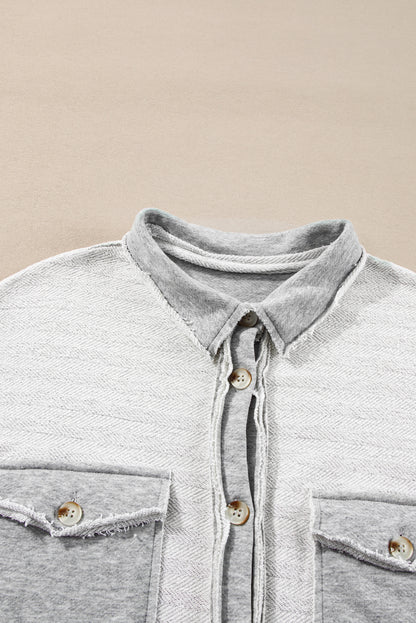 Contrast Flap Pockets Relaxed Shacket | Gray