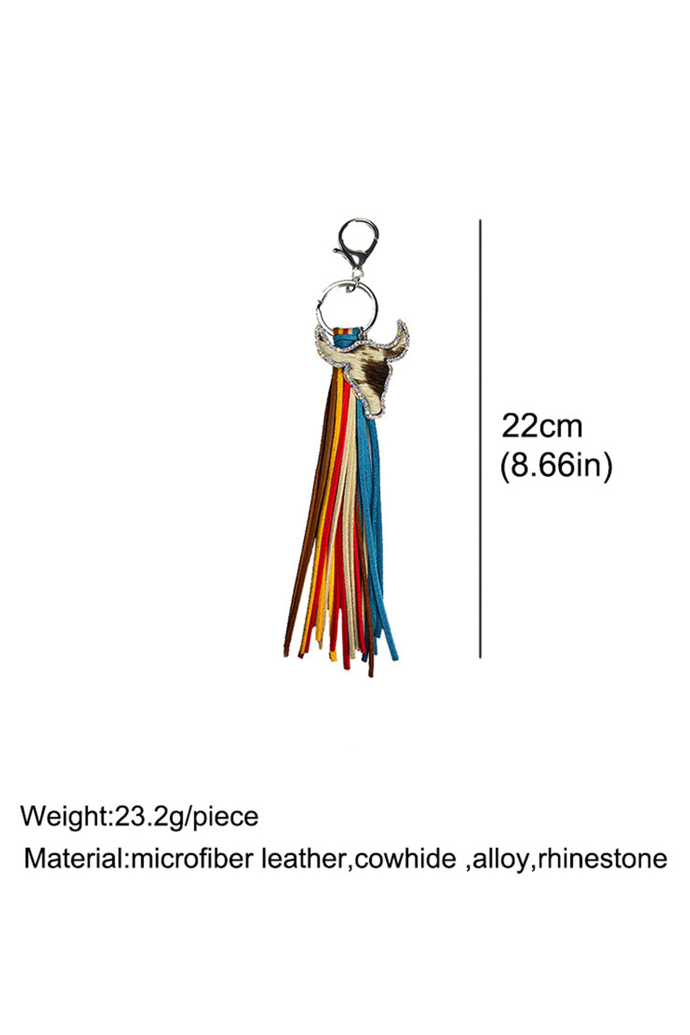 Rhinestone Steer Head Colourful Tassel Key Ring | Philippine Gray