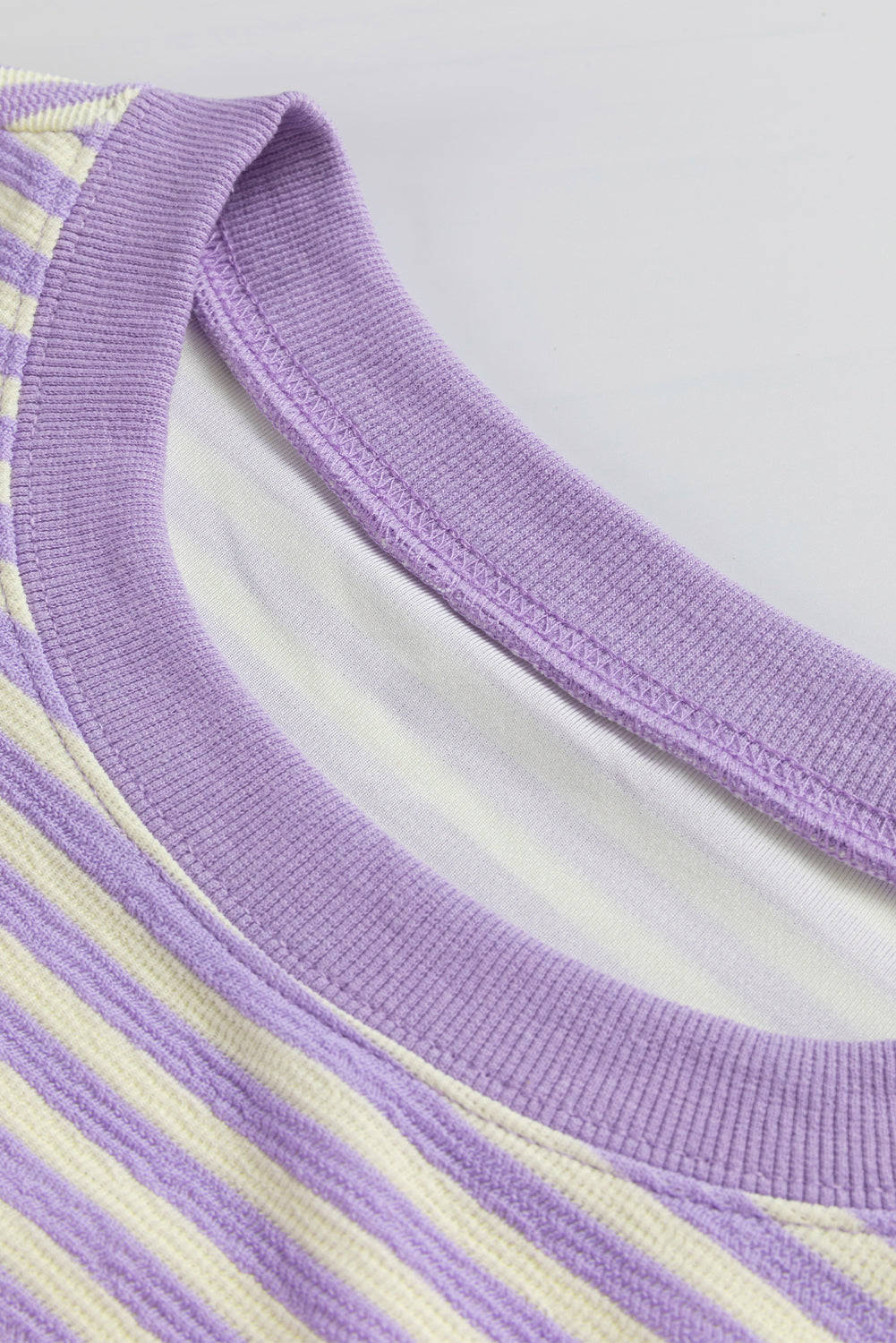 Loose Drop Shoulder Long Sleeve Top | Purple Stripe