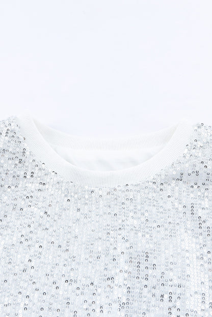 Sequin Round Neck Tank Top | Apricot