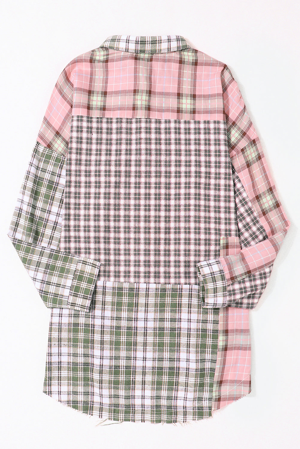 Plaid Patchwork High Low Oversized Shirt | Multicolour