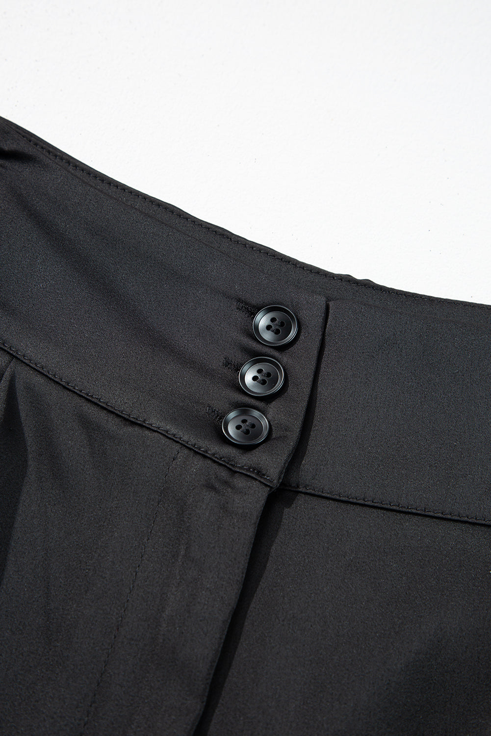 Button High Waist Tapered Pants | Black