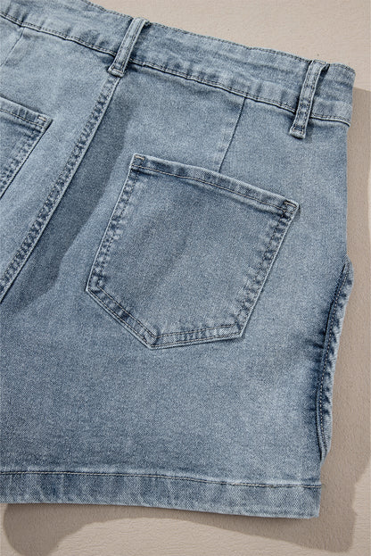 Studded Acid Wash Jean Shorts | Dusk Blue