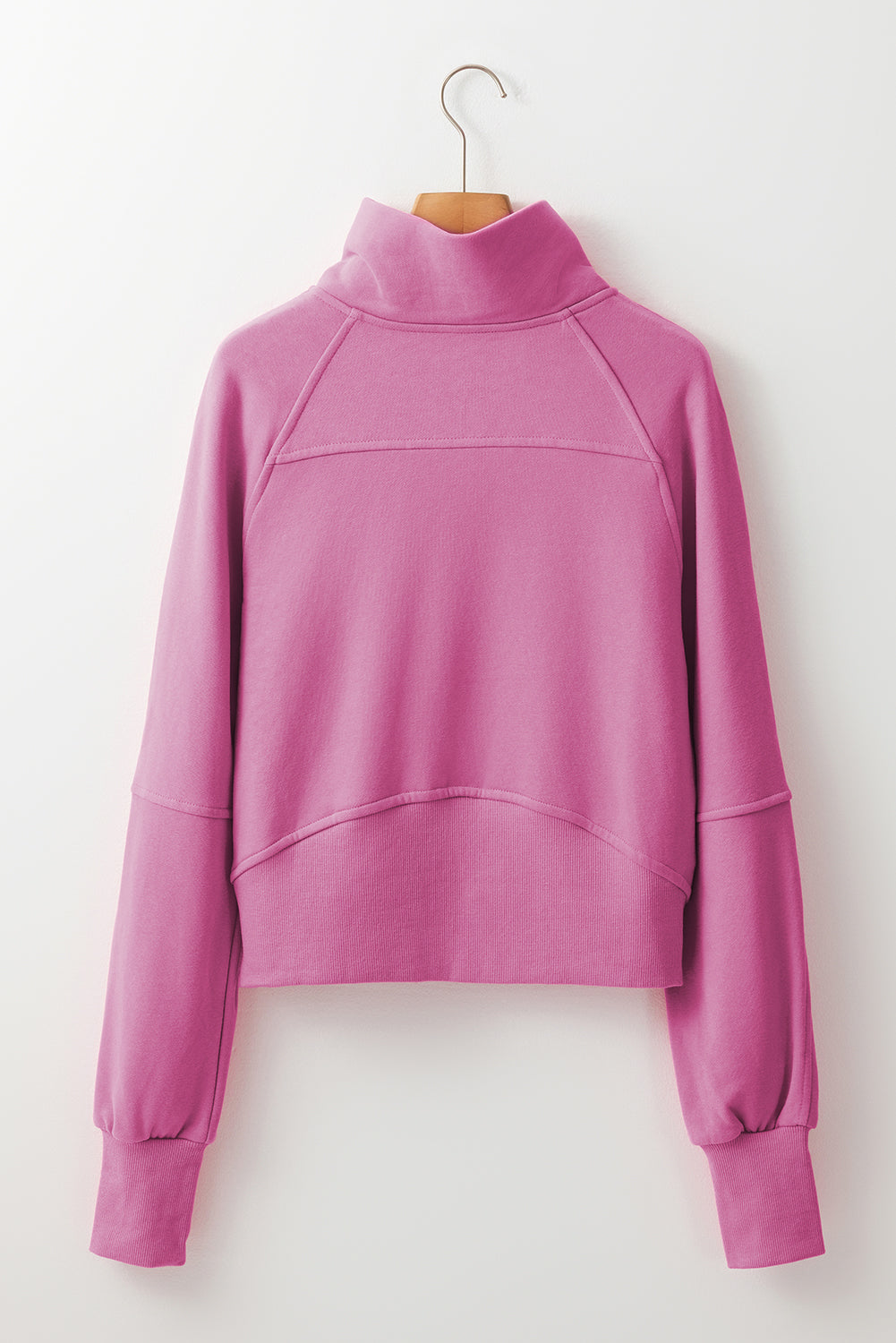 Fleece Lined Zip Up Stand Collar Thumbhole Sleeve Sweatshirt | Bonbon