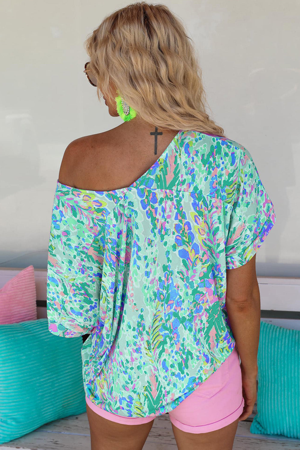 Loose Painted Floral Tee | Green