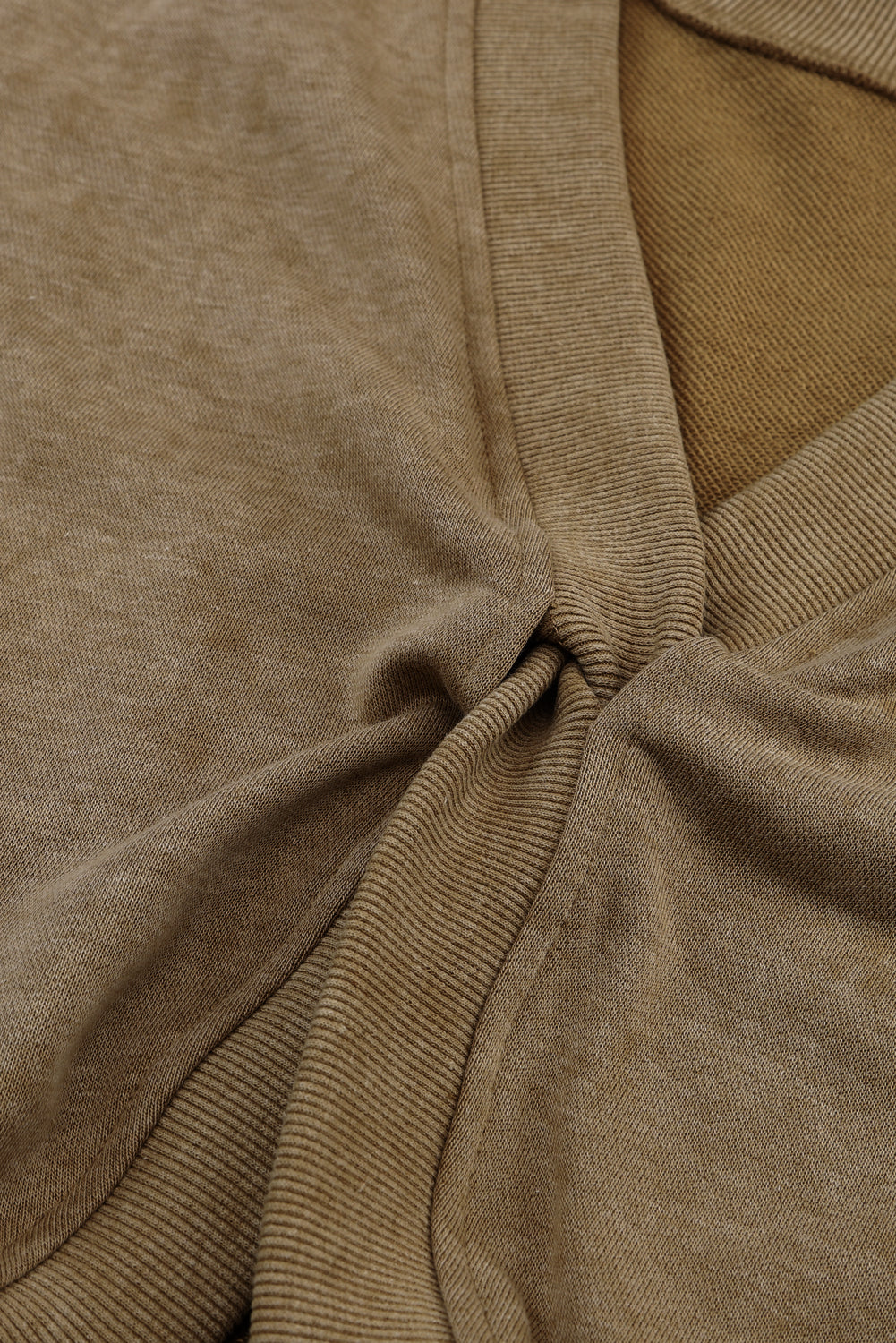 Exposed Seam Twist Open Back Oversized Sweatshirt | Khaki