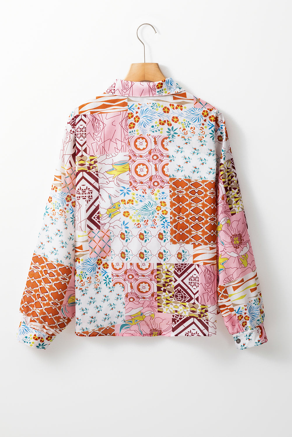 Abstract Colourful Printed Button Down Shirt | Pink