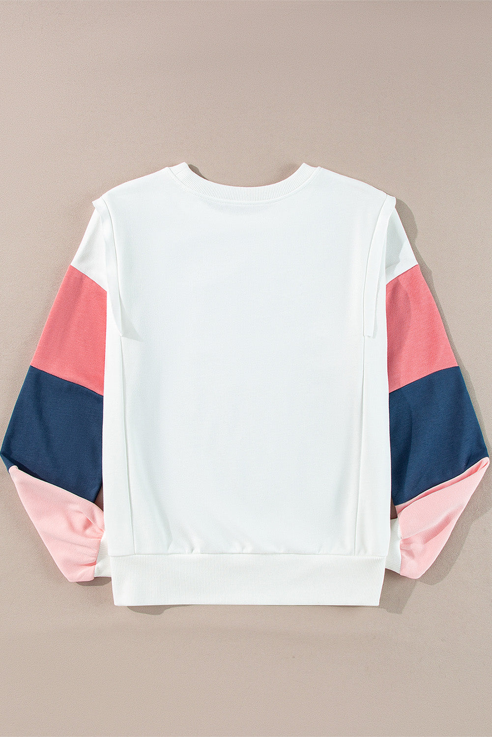 French Terry Colour Block Long Sleeve Top | White