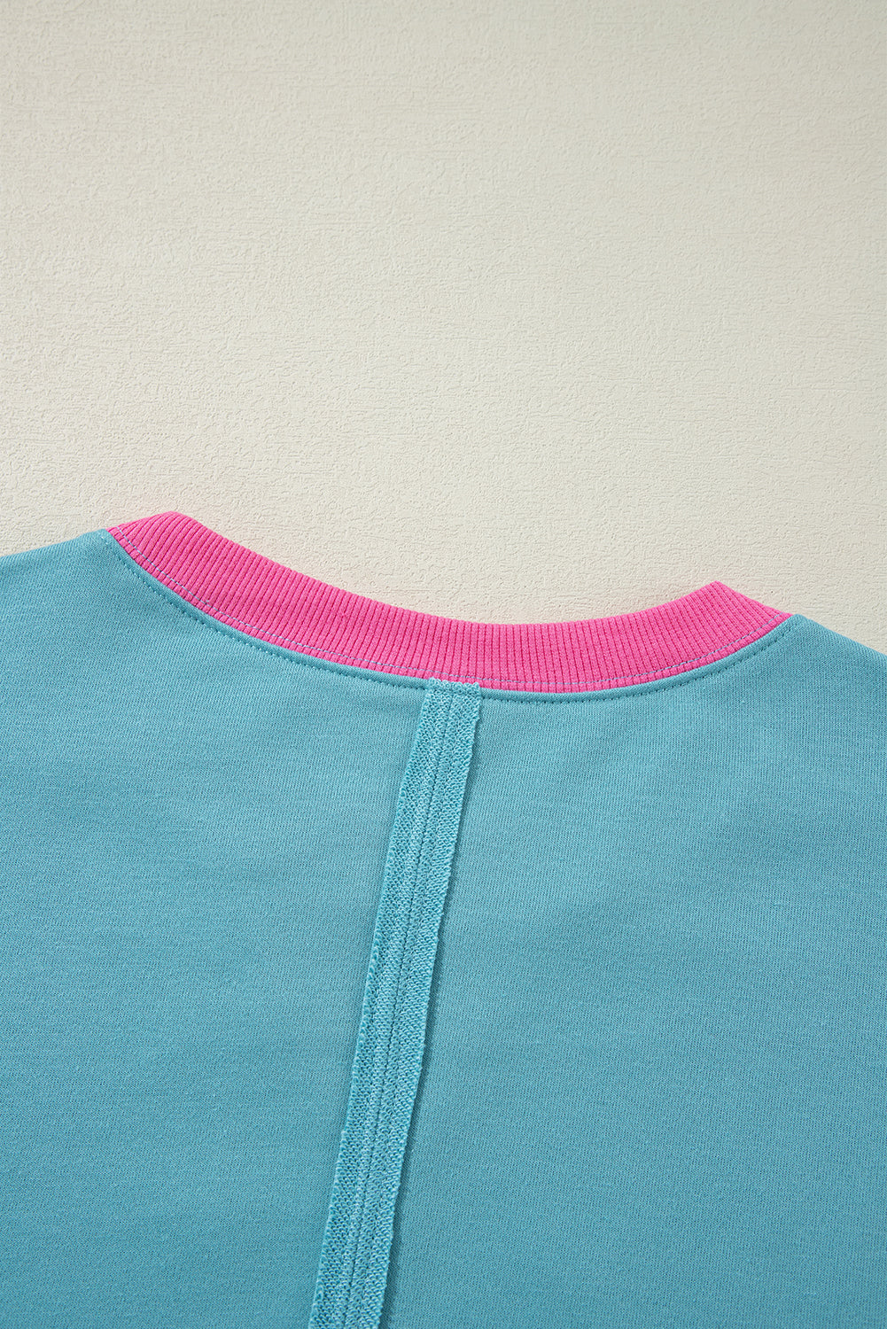 Colourblock Patchwork Crew Neck Loose Sweatshirt | Light Blue