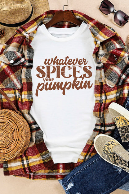 Whatever Spices Your Pumpkin Graphic Tee | White