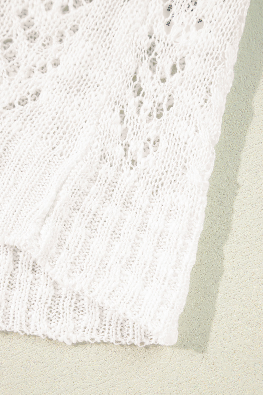 Plus Size Eyelet Knit Open Front Cardigan | White