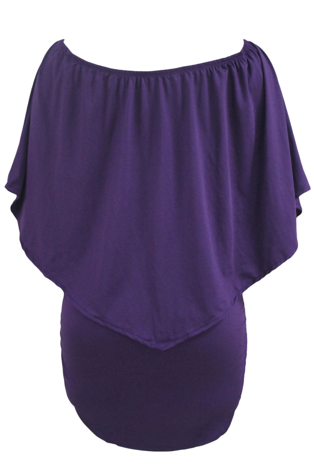 Plus Size Dressing Layered  Mini Poncho Dress | Purple