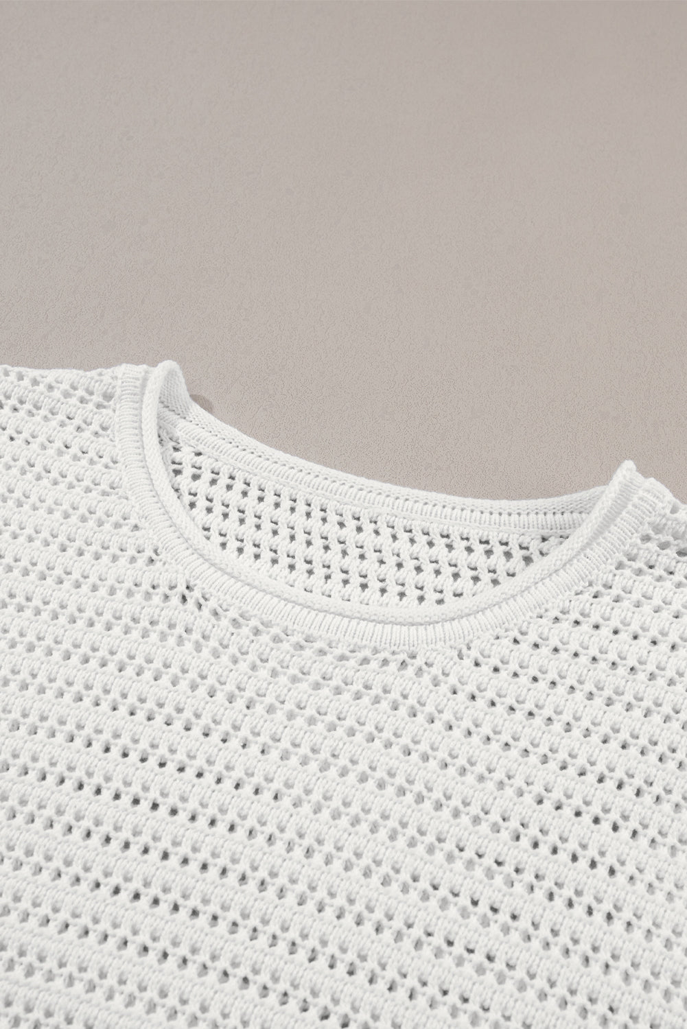 Hollow Out Knit Cap Sleeve Top | White